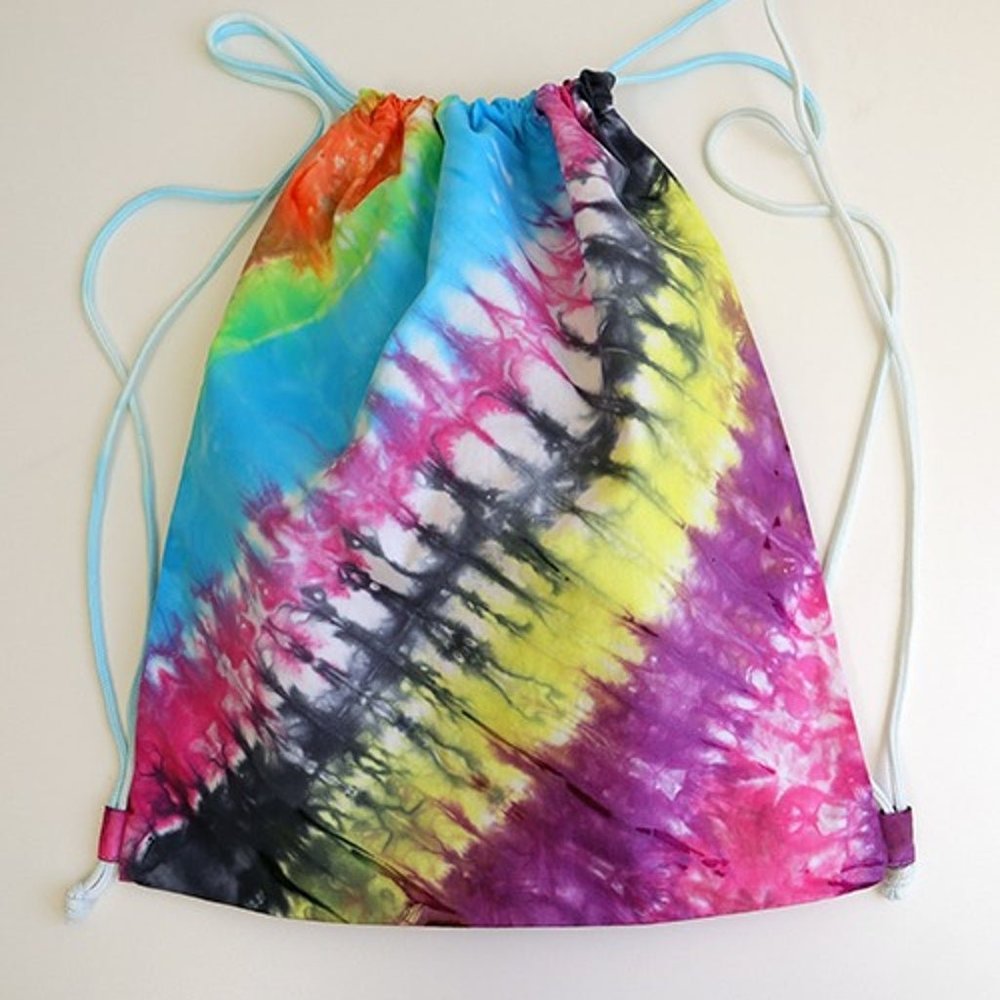 Tie Dye Drawstring Bag, Tie Dye Backpack, Rainbow Color Backpack Gym Bag